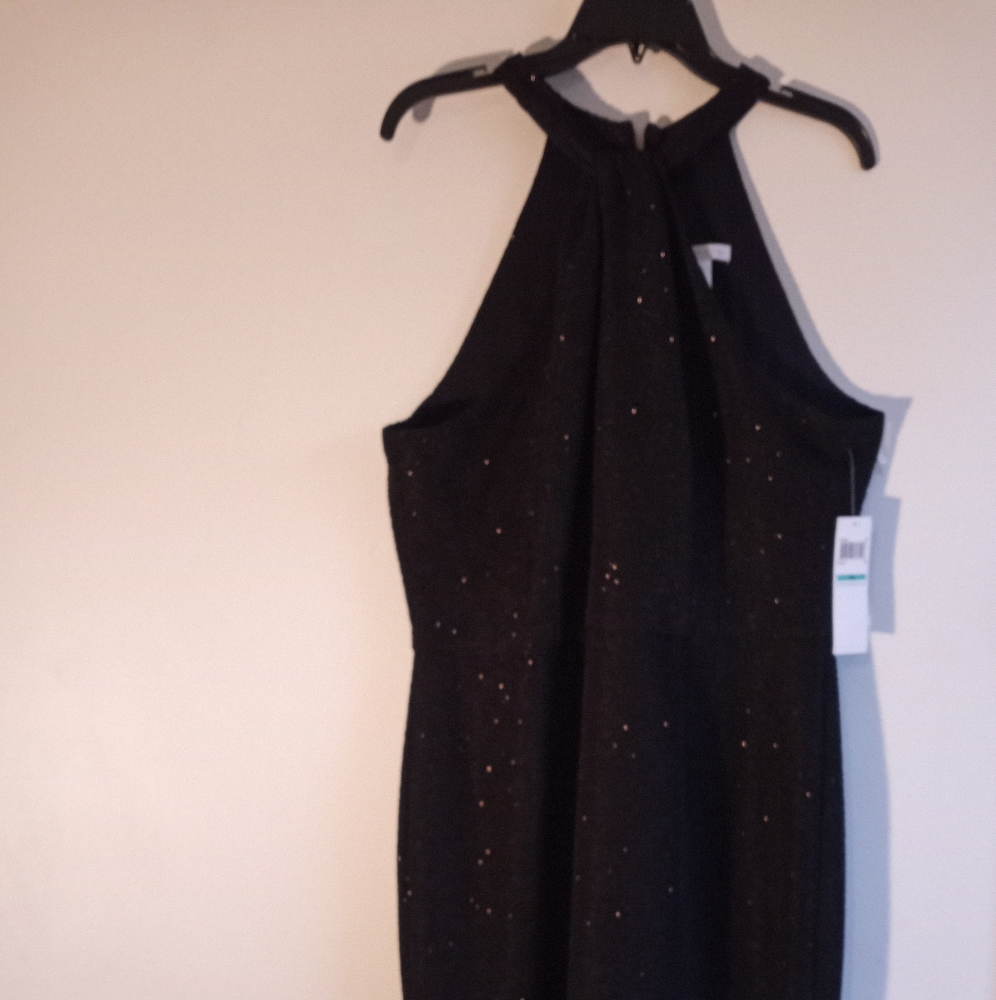 NWT Sparkle Knit Halter Sheath Gown (16)